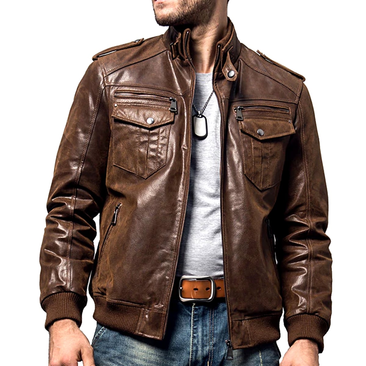 【送料無料!】全2色! 7サイズ! [Men's Pigskin Genuine Leather Motorcycle Jacket] メンズ ピッグスキン ジェニュインレザー モーターサイクルジャケット! 本革 豚革 革ジャン シングル ライダース ブラウン ボンバージャケット スエード コート アウター バイクに!