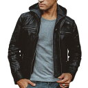 フード着脱可能 全10サイズ Men 039 s Detachable Hood Black Pigskin Genuine Leather Jacket メンズ デタッチャブルフード ブラック ピッグスキン ジェニュインレザージャケット 本革 豚革 革ジャン ライダース コート アウター バイクに