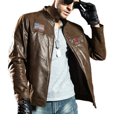 【送料無料!】全2色! 9サイズ! [Men's Pigskin Patches Genuine Leather Riders Jacket] メンズ ピッグスキン ワッペン ジェニュインレザー ライダースジャケット! 本革 豚革 シングルライダース ボンバージャケット パッチ スエード コート アウター バイクに!