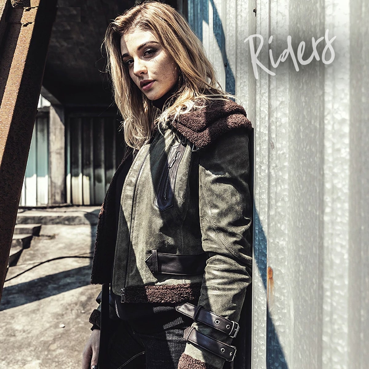 全7サイズ! [Women's Faux Fur Shearling Pigskin Genuine Leather Military Jacke...