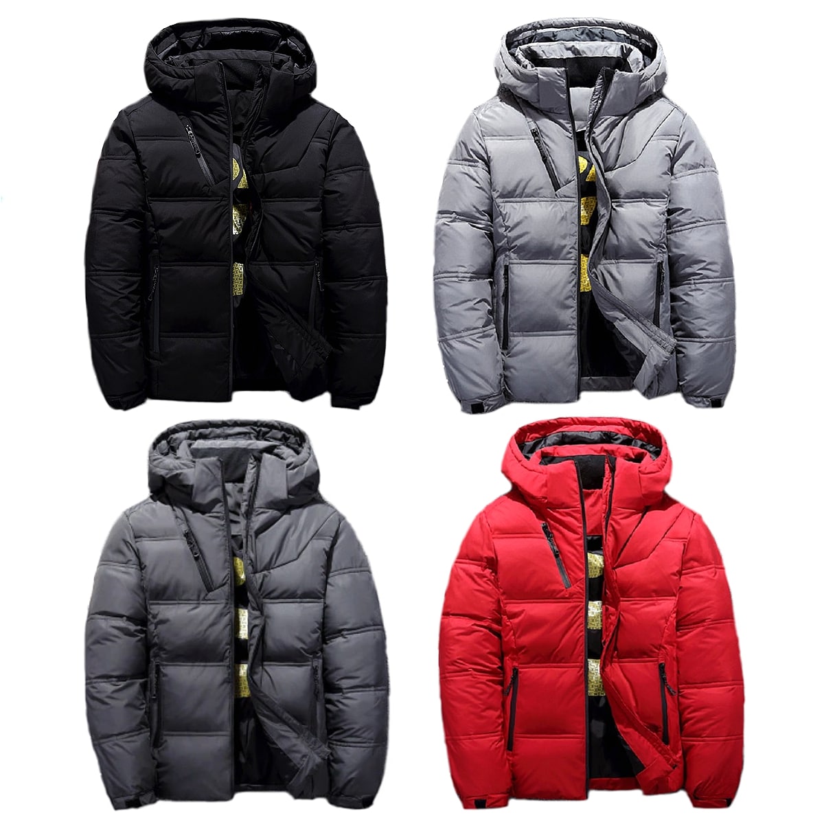 全4色! 5サイズ! [Men s Light Hooded White Duck Down Jacket] メンズ ライトフーデッド ホワイトダックダウン ジャケット! ダウンコート 中綿 インナーダウン カジュアル ワッペン ウィンド…