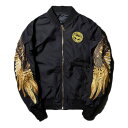 日本未発売! [Embroidery Gold Eagle Wings Bomber Jacket] ゴールド・イーグル・ウィングス・ボンバージャケット! 全3色! メンズ アウター ブルゾン ジャンパー 翼 刺繍 大きいサイズ ブラック レッド カーキ アメカジ バイクに MA-1 バイカー!*