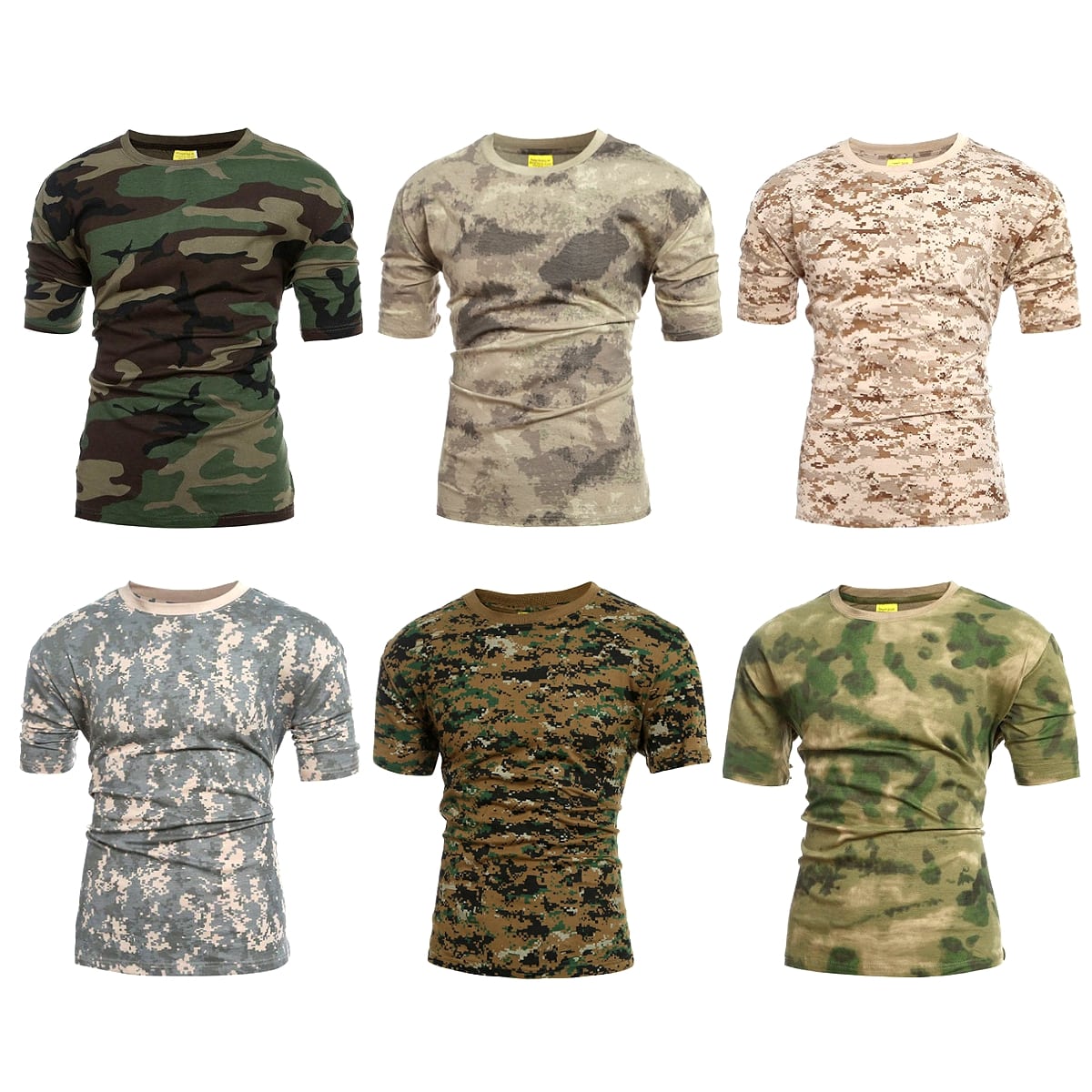 【送料無料!】全6色! 4サイズ! [Men's Military Camouflage Quick Dry T-Shirt] メンズ ミリタリーカモフラージュ クイックドライTシャツ! 半袖 プルオーバー インナー アーミー 戦闘服 コンバット 迷彩 サバゲー バイクに!