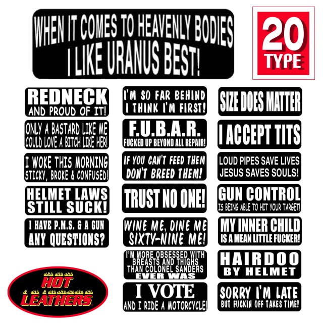 日本未発売! セール価格! HOTLEATHERS 【L】全20種 ステッカー モノクロ バイカー ヘルメット用 シール Sticker 白黒 米国バイカー専門 ヘルメットやボディのカスタムに! 10.1×2.5cm アメリカン バイク デカール auc-harley-10003893 ハーレーカスタマージャパン サンプル画像2