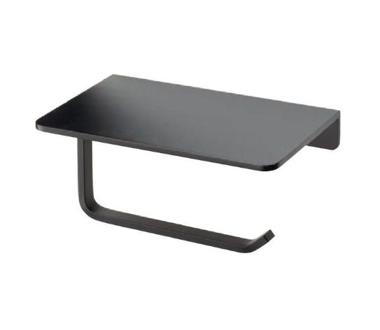 トイレットペーパー掛　ペーパーホルダー　棚付きブラック色　アンカー付き