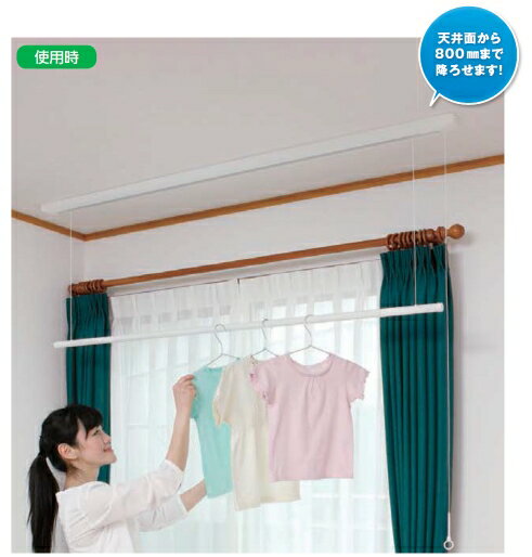 アルミ/鉄製 室内物干し ホスクリーンUTM型(天井面付タイプ) 1セット 全長1255
