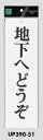 メール便可　アクリル製サインプレート　「地下へどうぞ」　300×90