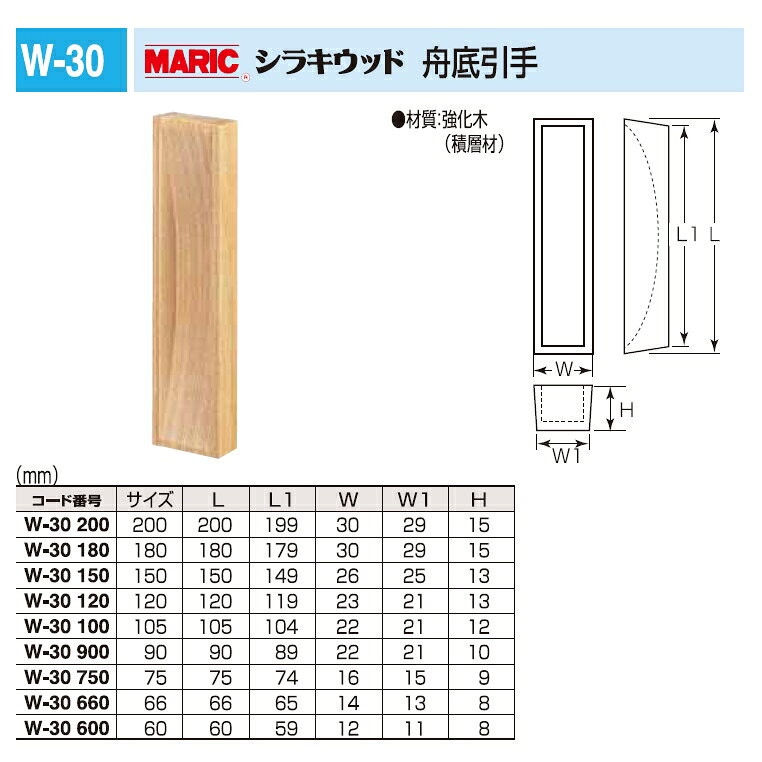 引き戸、引戸用引手 シラキウッド 舟底引手 66サイズ メール便可 [2]