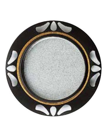 襖、ふすま用引手　鉄製　黒三葉透銀底　 引き手　中か大サイズ　メール便可