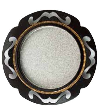 襖、ふすま用引手　鉄製　黒富士木瓜銀底　 引き手　中か大サイズ　メール便可