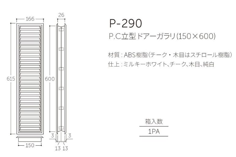 ドア用ガラリ 空気穴 通風 換気用 縦長式 ルーバー [2]