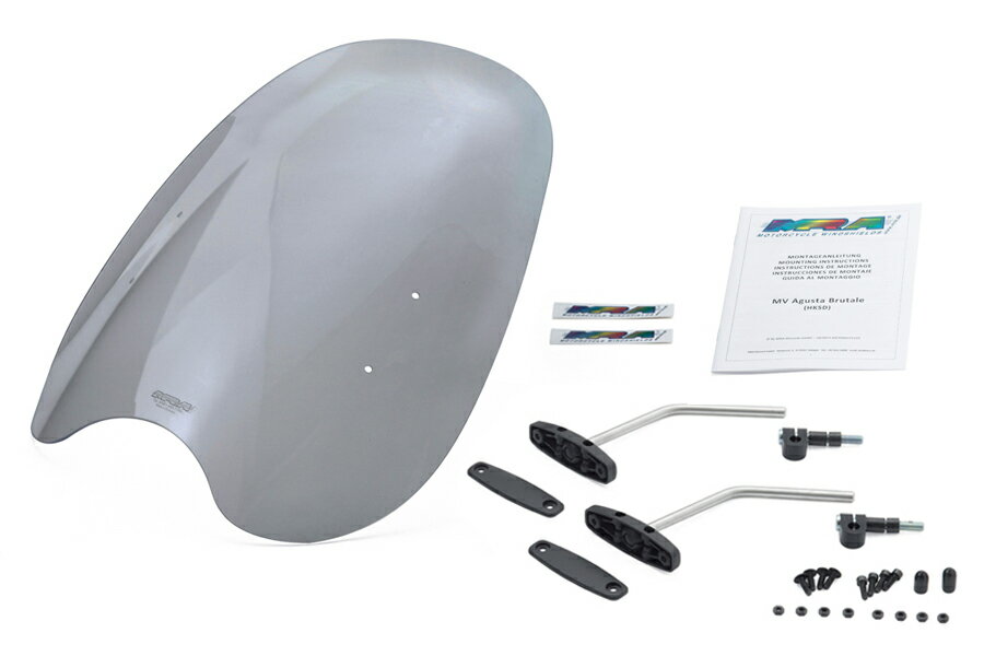 MRA/エムアールエー スクリーンセット カスタム スモーク 汎用ハンドルポストマウントキット付 (品番 S..