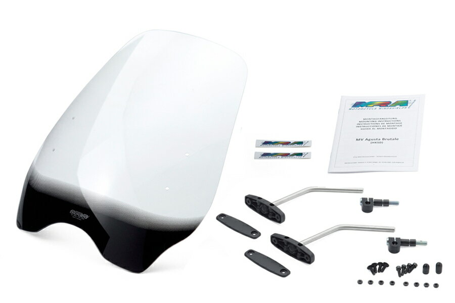 MRA/エムアールエー スクリーンセット ハイウェイ クリア 汎用ハンドルポストマウントキット付 (品番 S..