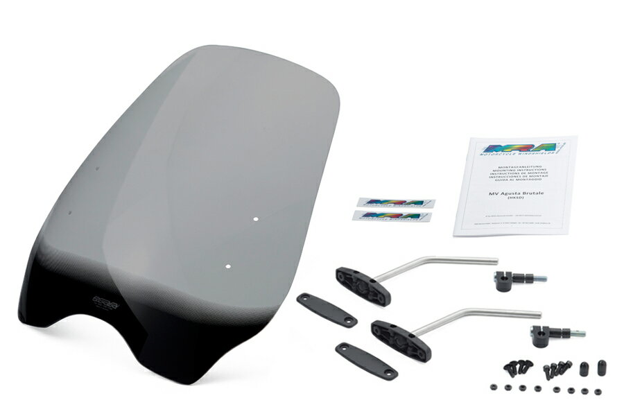 MRA/エムアールエー スクリーンセット ハイウェイ スモーク 汎用ハンドルポストマウントキット付 (品番..