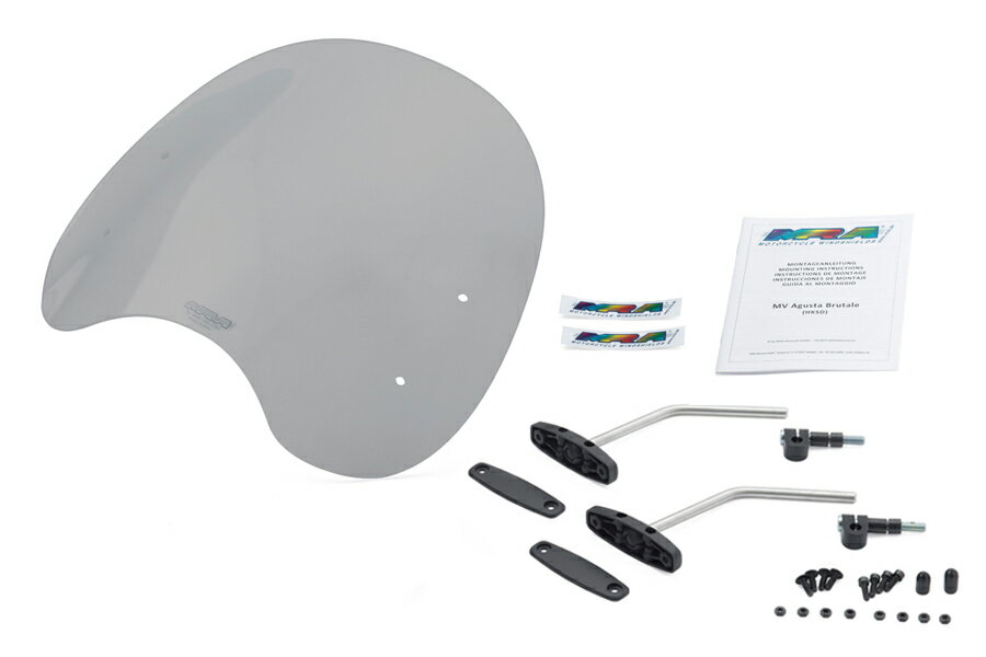 MRA/エムアールエー スクリーンセット ロードクラシック スモーク 汎用ハンドルポストマウントキット付..