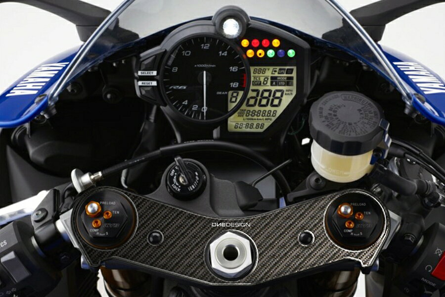 ONEDESIGN(PRINT) トップブリッジステッカー カーボン柄 YZF-R6 17 (品番 PPSY19P )