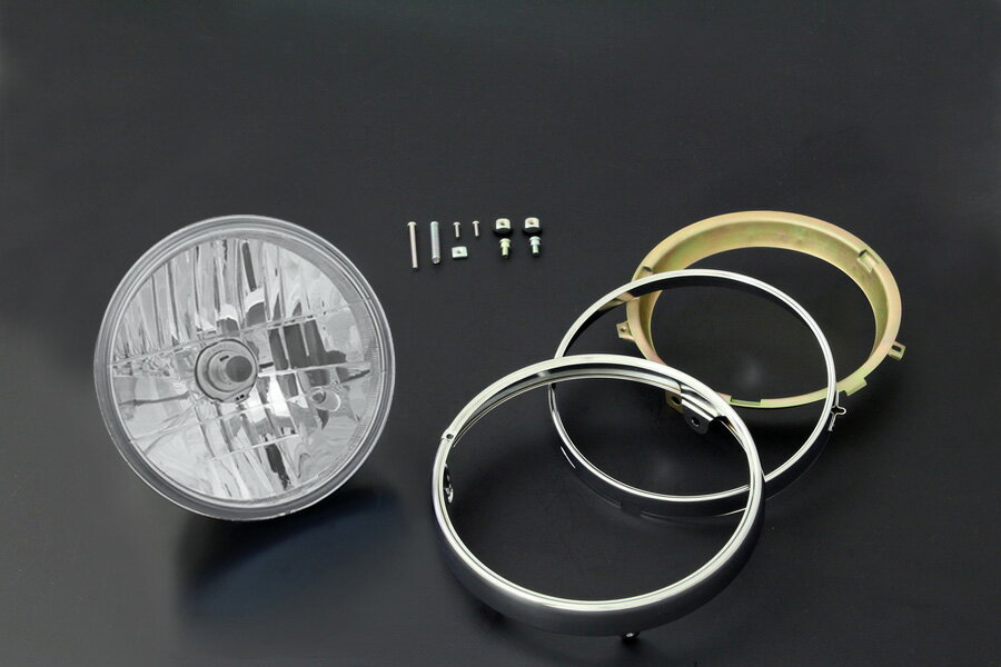 【PMC.Inc】 Brightec 旧カワサキ系 ヘッドランプ ラウンドタイプ リム付 クリアレンズ