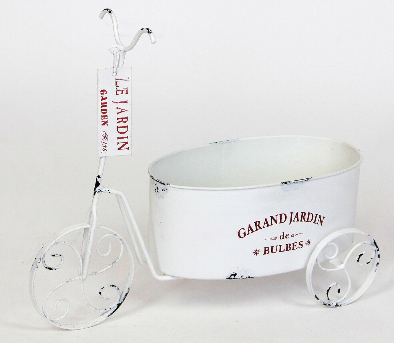 アイアン三輪車プランター　ホワイト　花台