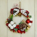 クリスマスリース レッドリボンベルリース ミニリース18cm 6087