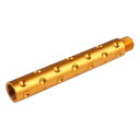 【セール品/CS】SLONG Airsoft アウターバレルエクステンション ディンプル (14mm逆ネジ/117mm) GOLD