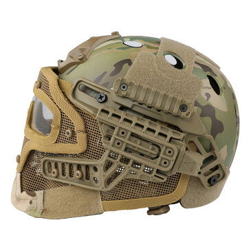 【ポイント10倍!4月21日8時59分まで】WoSporT タクティカルヘルメット メッシュマスク付 MC