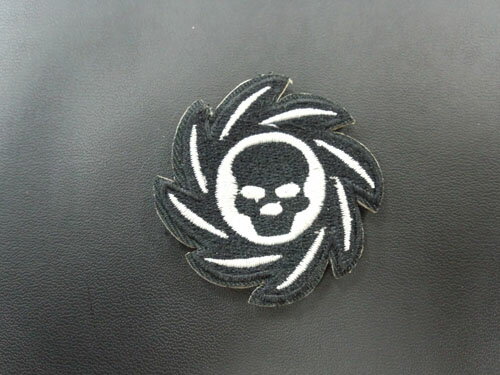 ミリタリーパッチ Skull wheel BK ブラック 【メール便(ネコポス)可】
