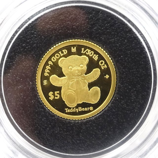 CTD3000 ◆本体：金貨材質：K24 999.9 GOLD Teddy Bear 1/30オンス 12mm Five DOLLARS ◆裏面：ELIZABETH2 COOK ISLANDS 2023 ◆正規品 証明書カード付 / ハード...