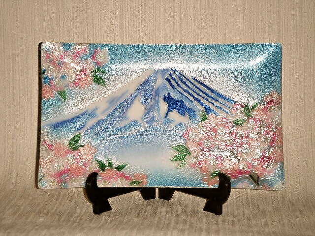 七宝焼　飾皿　5×8富士桜