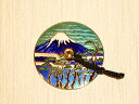 文鎮、ペーパーウェイト、メダル 七宝焼 富士山に松