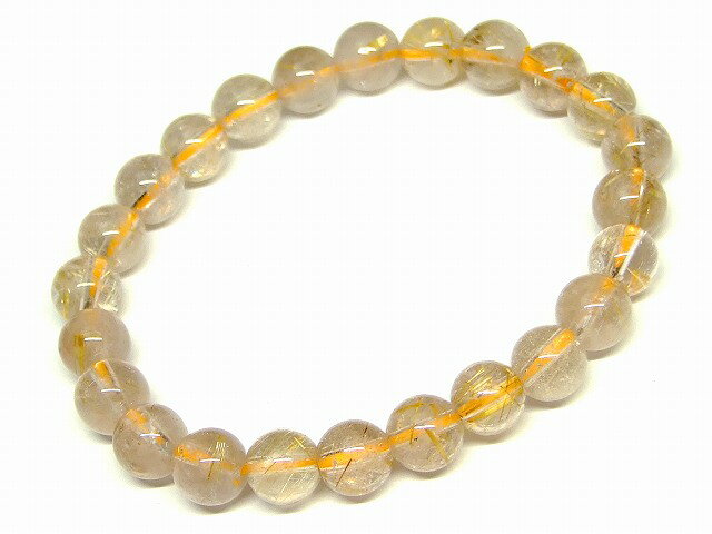 g3-1522F　　タイチンルチルクォーツ 針水晶 8mm A ブレスレット 内径調節可 ポーチ付き 送料無料 ブラジル産 天然石 パワーストーン