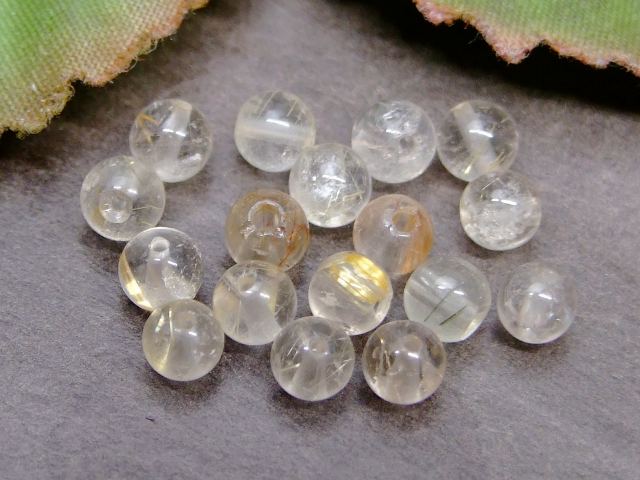 56748　　今月の半額 わけあり タイチンルチルクォーツ 4mm 4粒セット 針水晶 送料無料有 ブラジル産 天然石 パワーストーン