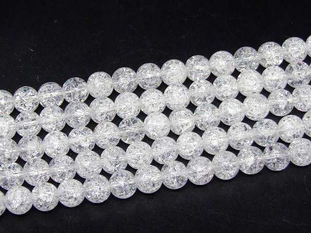 ≪g3-1632E≫●6mm●爆裂水晶●クラッククォーツ●クラック水晶●送料無料有●1連37cm 通し針、解説書、1mゴム付き●人工石●パ…