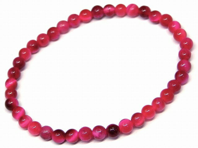 g3-2087B　　今月の半額 わけあり マゼンタピンクタイガーアイ 4mm ブレスレット 内径調節可 虎目石 ポ..
