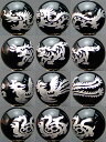黒銀E14●14mm●ブラックオニキス●送料無料有●楽天最安値に挑戦●1set(各1粒青龍・白虎・朱雀・玄武)●風水四神獣●彫●銀箔●5A●ラウンド●丸玉●パー...