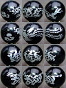 黒銀E12●12mm●ブラックオニキス●送料無料有●楽天最安値に挑戦●1set(各1粒青龍・白虎・朱雀・玄武)●風水四神獣●彫●銀箔●5A●ラウンド●丸玉●パー...