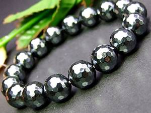 ≪b3-33623E≫●12mm●カット●ヘマタイト 磁気なし●送料無料有●鉄の石 5A ブレスレット 内径18cm●イギリス..