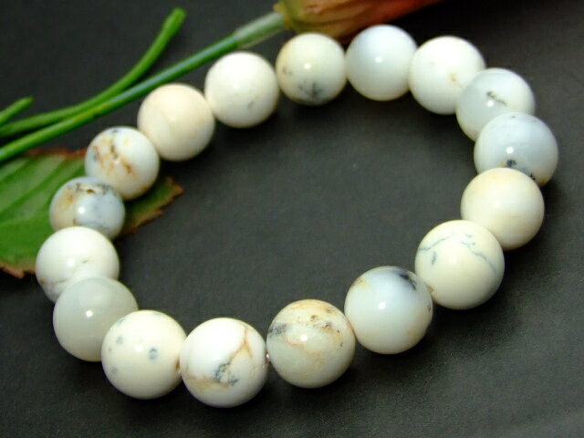 ≪g3-1993S≫●12mm●デンドリチック イエロー オパール●ブレスレット 内径17cm●送料無料●ブラジル産●天然石●パワーストーン