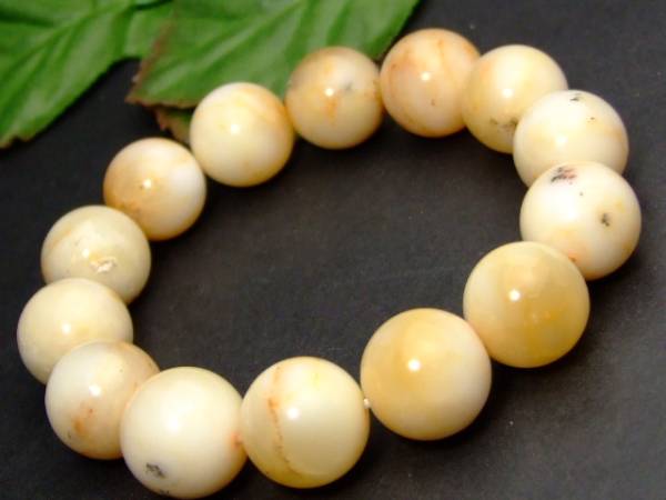 ≪27480≫●今月の半額●わけあり●14mmデンドリチック イエロー オパール●ブレスレット●内径16cm●送料無料有●楽天最安値に挑戦●ブラジル産●天然石●パワーストーン