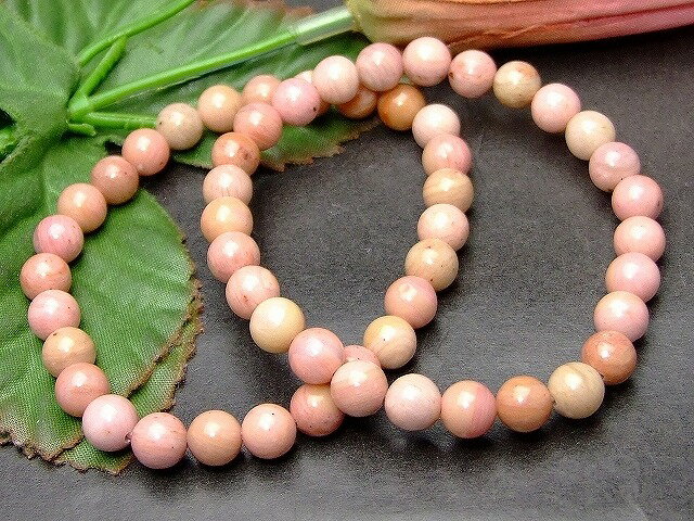 51866　　 6mm A ピーモンタイト ブレスレット 内径16cm ポーチ付き 送料無料有 楽天最安値に挑戦 天然石 パワーストーン