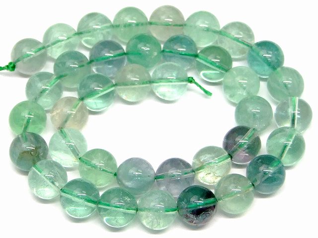 g3-322D　　グリーンフローライト 緑蛍石 10mm A 1連39cm 通し針、解説書、1mゴム付き 送料無料 アメリカ産 天然石 パワーストーン...