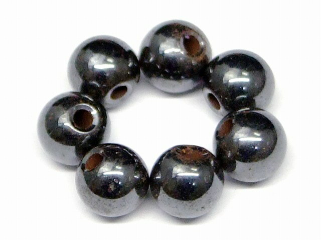 68813　　今月の半額 わけあり ヘマタイト 6mm 7粒セット 磁有 送料無料有 天然石 ...