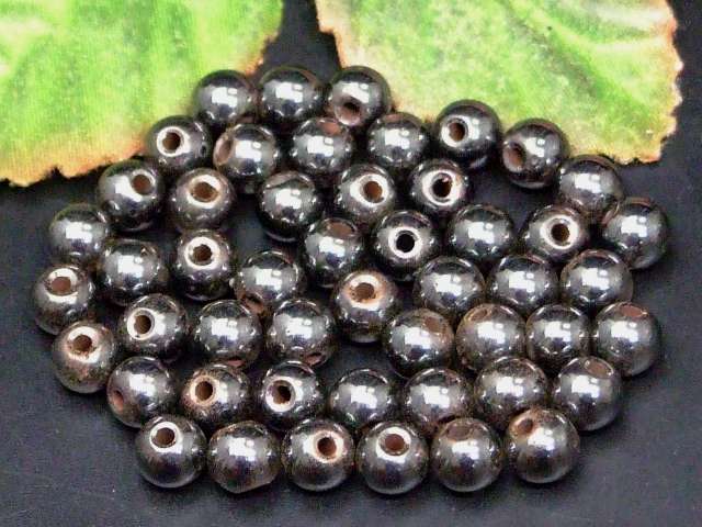 68813　　今月の半額 わけあり ヘマタイト 6mm 7粒セット 磁有 送料無料有 天然石 ...