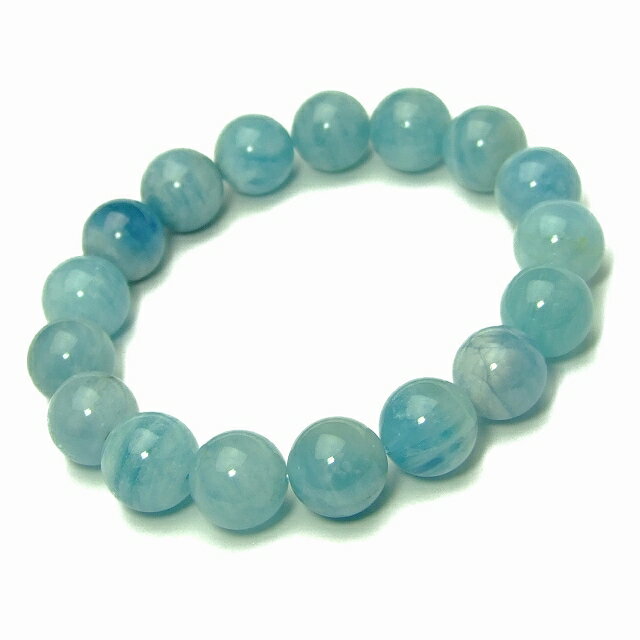 51858　　12mm A アクアマリン ブレスレット 内径17cm ポーチ付き 鑑別済・本物保証 送料無料有 楽天最..