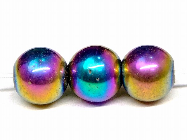 68687　　今月の半額 わけあり ヘマタイト アクアオーラ 8mm 1粒売り 磁有 ヘマタイトオーラ 送料無料有 天然石 パワーストーン