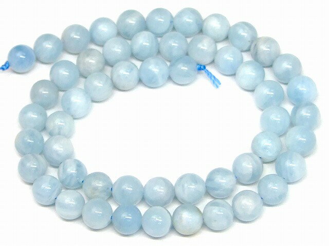 乐天商城 - 58034　　今月の半額 アクアマリン 7.5mm AAA 1連39cm 通し針、解説書、1mゴム付き 鑑別済 本物保証 送料無料 天然石 パワーストーン