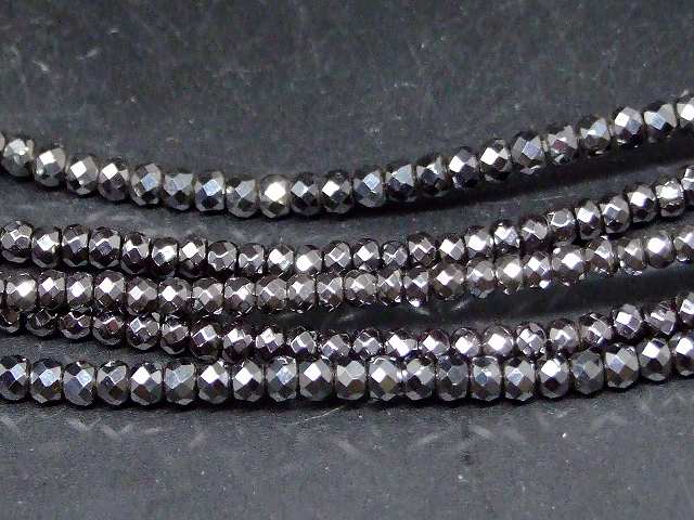 g3-834H　　ヘマタイト 3mm×2mm AA 磁気なし 磁無 ボタンカット ソロバンカット 1...