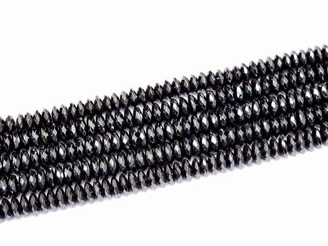 g3-833A ヘマタイト 9mm〜10mm×4mm AA 磁気なし 磁無 ボタンカット ソロバンカット 1連39cm 通し針 解説書 1mゴム付き 送料無料有 イギリス産 天然石 パワーストーン