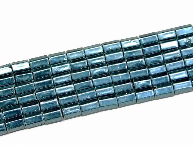 乐天商城 - H3-22G　　工場処分品特価 今月半額以下 わけあり ヘマタイト ブルーグリーン 磁気あり 8mm×5mm カット 磁有 1連80cm 通し針、解説書、1mゴム付き 送料無料有 イギリス産 天然石 パワーストーン