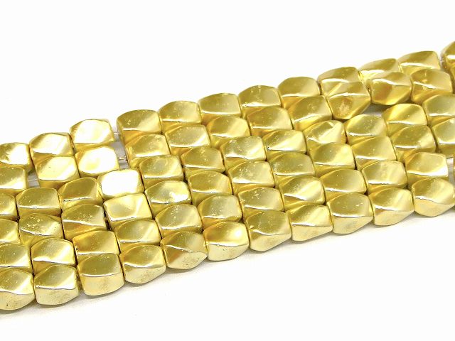 乐天商城 - H3-29N　　工場処分品特価 今月半額以下 わけあり ヘマタイト ゴールド 磁気あり 8mm×6mm 磁有 1連80cm 通し針、解説書、1mゴム付き 送料無料有 イギリス産 天然石 パワーストーン