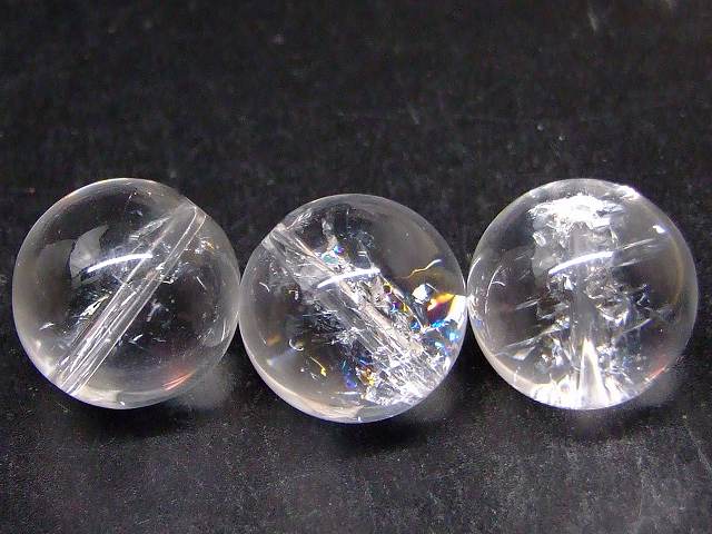 乐天商城 - 67715　　今月の半額 わけあり 虹入り 水晶 16mm 3粒セット クリスタル クォーツ 送料無料 ヒマラヤ産 天然石 パワーストーン